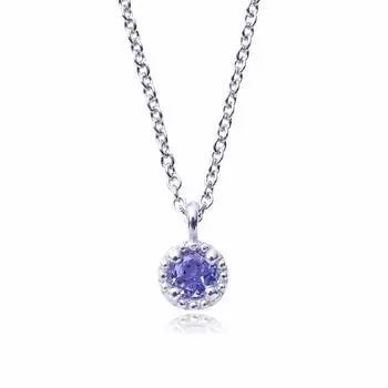 VOTRE COUTURE Ожерелье из натурального танзанита, свободный размер, изготовлено ювелирным мастером, камень, рожденный в декабре, подарок на день рождения, серебряный, круглый, женский