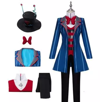 Vox Косплей Костюм Hazbin Hotel Косплей 5 предметов Набор Аниме Hell Hotel Косплей Косплей Одежда Аниме Униформа для мероприятий Униформа Культурный фестиваль Школа синий