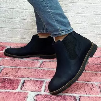 Voyager 3502 Navy Blue Genuine Leather Ankle Strapless Men s Boots