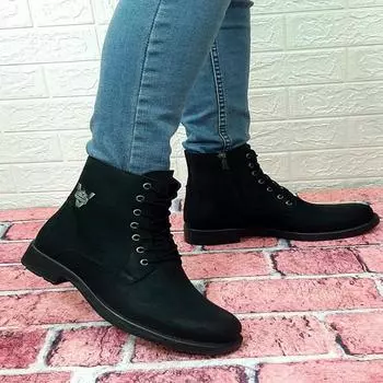 Voyager 3517 Black Genuine Leather Men s Boots with Zipper