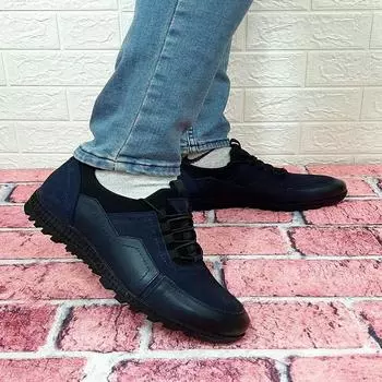 Voyager 4821 Navy Blue Top Grade Nubuck Genuine Leather Non-Slip Sole Men s Sports Shoes