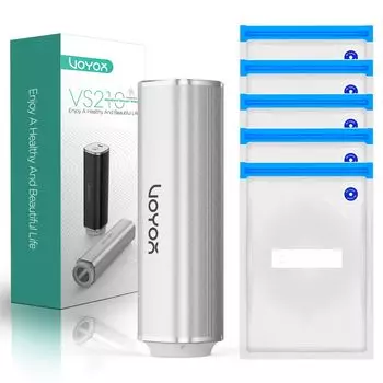 VOYOR Вакуумная упаковка 1 шт. 5 пищевых вакуумных мини-вакуумных упаковок для пищевых продуктов, вакуумное хранилище для домашнего воздуха, электрический пылесос USB, мощность всасывания 500 мАч, VS210