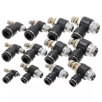 Воздухо-водо-вакуумный соединитель потока воздуха, черная латунь 6mm Pipe X G1/4 Thread