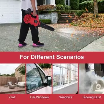 Воздуходувка для листьев 20 В, электрическая беспроводная воздуходувка со скоростью 73 мили в час, аккумулятор 4,0 А·ч и зарядное устройство в комплекте, US Plug & 2 Battery красный