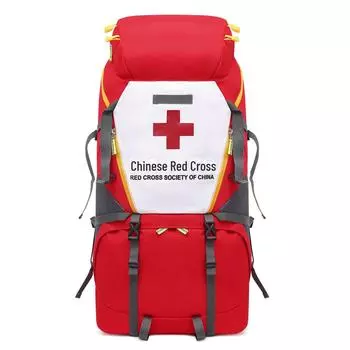 Воздухопроницаемый рюкзак большой вместимости, снижающий нагрузку, от спасательной команды Китайского Красного Креста 56-75L красный
