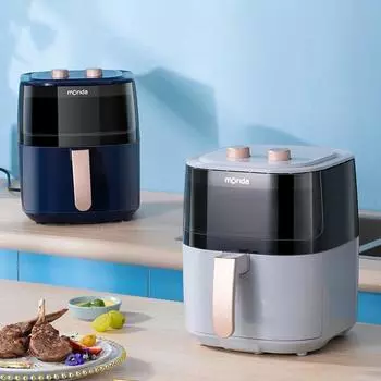 Воздушная фритюрница, бытовая визуальная многофункциональная электрическая фритюрница, интеллектуальная духовка без масляного дыма 1 Standard version светло-синий
