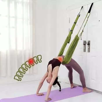 Воздушная йога Канат для сгибания спины Тренажер-пояс для снятия боли в спине Талия Растяжка для ног Ремень для домашнего спортзала Йога Пилатес Балетный ремень Тренировочное оборудование зелёный