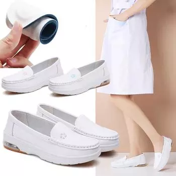 Воздушная подушка женские кожаные дышащие туфли туфли-качалки на платформе латексная стелька рабочая обувь для медсестер 41