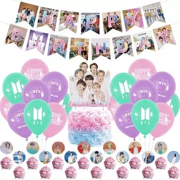 Воздушные шары BTS, воздушные шары на день рождения, украшения для мальчиков, товары для украшения вечеринки, дети, гирлянда на день рождения, набор украшений для вечеринки по случаю дня рождения Bangtan Boys