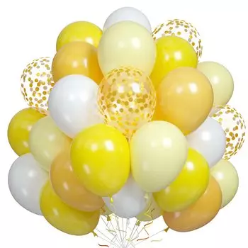 Воздушные шары BTZO 50 штук 10 дюймов круглые стандартные цветные конфетти резиновые шары украшения день рождения свадьба вечеринка фестиваль культурный фестиваль желтый