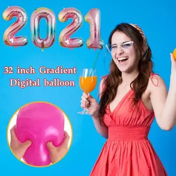 Воздушные шары из фольги с номером, цветное украшение для вечеринки по случаю дня рождения разноцветный