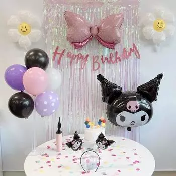Воздушные шары Min s Select для вечеринки по случаю дня рождения Sanrio My Melody Kuromi Daisy Товары для вечеринки по случаю дня рождения Набор для домашней вечеринки, набор из 3 повязок на голову Kurumi Популярные корейские игрушки