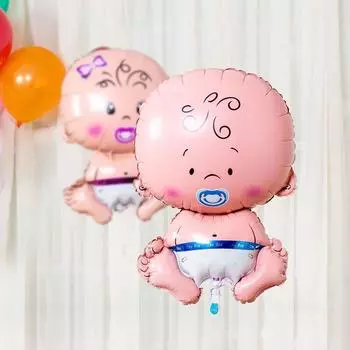 Воздушные шары на день рождения дети Фольга Соска Украшения Мальчик Розовый мультфильм Малыш милый Baby Shower Вечеринка Девочка Синий Новые аксессуары синий