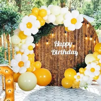 Воздушные шары на свадьбу с маленькой ромашкой, арка из воздушных шаров, принадлежности для оформления сцены на день рождения, воздушные шары, свадебные воздушные шары, воздушные шары на национальный день Package 001