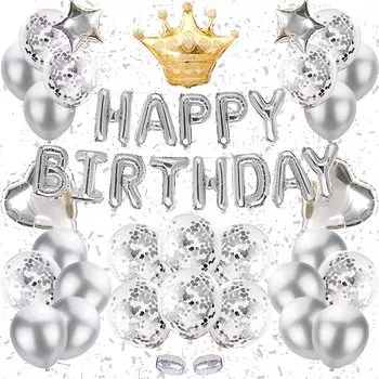 Воздушные шары набор для украшения дня рождения воздушный шар с днем рождения металлический серебряный воздушный шар на день рождения золотой шар с короной унисекс (46 товаров) [Г&Х]