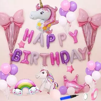 Воздушные шары, набор украшений на день рождения, набор воздушных шаров для вечеринки в виде единорога, набор украшений на день рождения для девочек и мальчиков