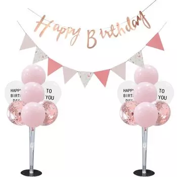 Воздушные шары PRATYUS, набор воздушных шаров для вечеринки по случаю дня рождения, подставка для воздушных шаров, держатель для воздушных шаров, гирлянда HappyBirthDay, украшение на день рождения, звездное украшение на день рождения (Роза розового золота