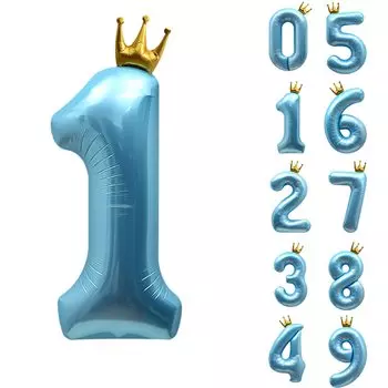 Воздушные шары с цифрами на день рождения Ryohan, корона с цифрами, 40 дюймов, большой набор воздушных шаров, набор для украшения вечеринки по случаю дня рождения, декоративные воздушные шары, мерцающие воздушные шары для вечеринки синий