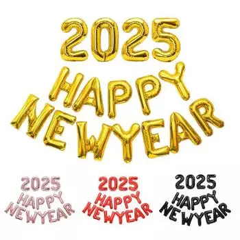 Воздушные шары с Новым годом 2025 года, 16-дюймовые буквы, цифры, алюминиевые фольгированные шары, многоразовые праздничные шары для празднования Нового года розового золота