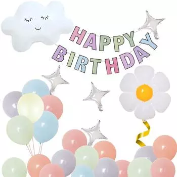 Воздушные шары «Улыбающаяся ромашка» и фотофон «Облако» - Декор на день рождения ребенка