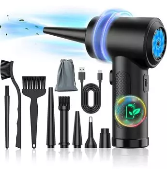 Воздушный электрический воздух, оснащенный бесщеточным электрическим ветровым светодиодным фонарем на 110000 об/мин, компьютерный пылесос от пыли, поставляется с 5 типами японских инструкций для домашнего хозяйства