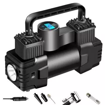 Воздушный компрессор, накачка шин, 12 В постоянного тока, автомобильный насос для шин с цифровым манометром, авто яркий аварийный фонарик, автомобильные аксессуары Digitaldisplay table чёрный