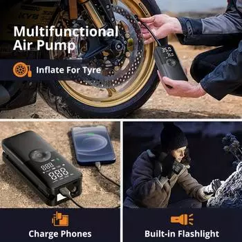 Воздушный компрессор, воздушный насос для автомобиля, портативный насос для накачивания шин, электрический насос для мотоцикла, воздушный компрессор для автомобилей, мотоциклов, велосипедов
