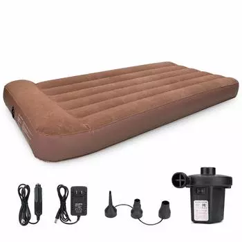 Воздушный матрас Bestrip Air Bed надувной Размеры 190 x 99 x 25 см Надувной коврик Air Bed поставляется с электрическим воздушным насосом Удобное хранение Кемпинг коричневый