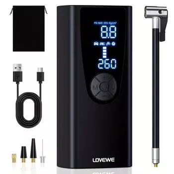 Воздушный насос для автомобильных шин Беспроводной насос для накачивания шин 150PSI с 4 режимами Точный светодиодный дисплей давления 2X Быстрая накачка автомобильных шин Воздушный насос Портативный для автомобилей чёрный