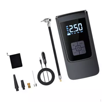 Воздушный насос, проводной автомобильный шинный цифровой компрессор, легкий для автомобилей, баскетбол с 4 насадками