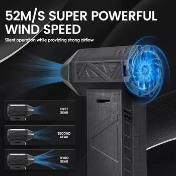 Воздушный пистолет, электрический воздушный пылесос с 3 регулируемыми скоростями 130000 об/мин, струйный мини-сухой воздуходув для автомобильной компьютерной клавиатуры, линзы чёрный