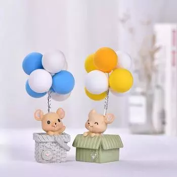 Воздушный шар и мышь, новые настольные украшения, подарки из смолы, подарки на день рождения, аксессуары для дома, игрушки синий