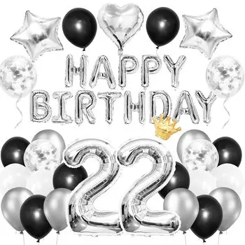 Воздушный шар Iysoll на день рождения 22 года, набор воздушных шаров, воздушные шары с цифрами, С ДНЕМ РОЖДЕНИЯ, гирлянда, воздушные шары с конфетти, большие воздушные шары с цифрами