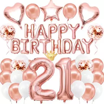 Воздушный шар Iysoll на день рождения, украшение на 21-й день рождения, набор больших воздушных шаров с цифрой 21, гирлянда на день рождения, вечеринка по случаю дня рождения, розовое золото