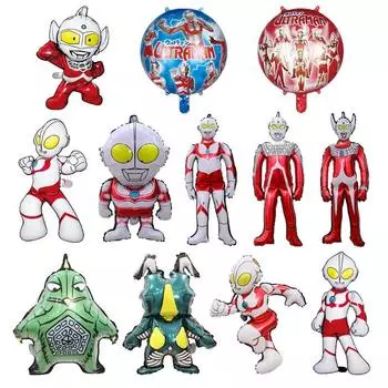 Воздушный шар из алюминиевой фольги с изображением мультяшного персонажа серии Ultraman для детского дня рождения, украшение вечеринки Ultraman, сценическое оформление 18 inch red Ultraman