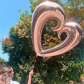 Воздушный шар из алюминиевой фольги в форме сердца розового золота большого размера, полый, на День святого Валентина, на свадьбу, на вечеринку, на вечеринку, на украшение комнаты, надувной шар