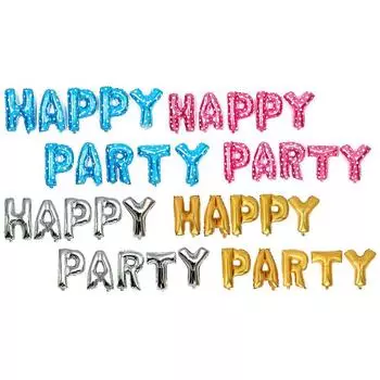 Воздушный шар из фольгированной пленки с надписью «Happy Party» для украшения на Новый год, годовщину свадьбы Blue
