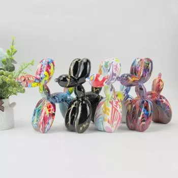 Воздушный шар из смолы, скульптура собаки, красочная живопись, ремесленная скульптура, декоративная статуя, украшение для прихожей, ТВ-шкаф A