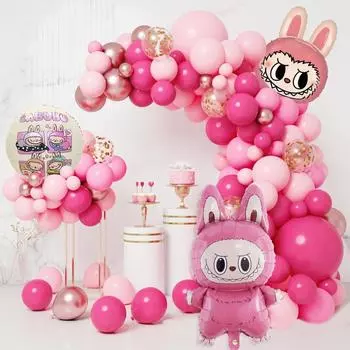 Воздушный шар на день рождения в стиле Лабубу, Набор воздушных шаров для украшения детской вечеринки на день рождения