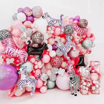 Воздушный шар на детский день рождения с рисунком зебры, декоративная арка с круглым рисунком животных, 100 шт./пакет zebra pattern 100/bag