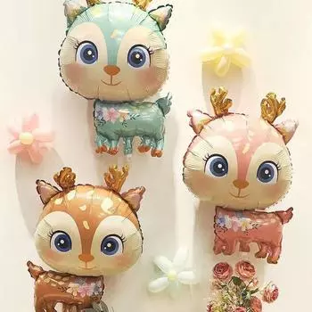 Воздушный шар «Олень в джунглях» с изображением оленя в джунглях, симпатичные фольгированные шары, шары в форме оленя для детского душа розовый