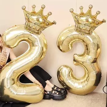 32-дюймовый золотой цифровой шар и шар-корона