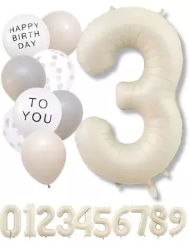 Воздушный шар с цифрой La Kissa бежевый большой набор воздушных шаров на день рождения тусклый воздушный шар с цифрой цвета слоновой кости украшение на день рождения тусклый (3, Белый)