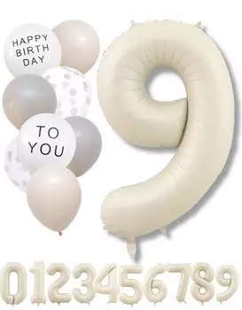 Воздушный шар с цифрой La Kissa бежевый большой набор воздушных шаров на день рождения тусклый воздушный шар с цифрой цвета слоновой кости украшение на день рождения тусклый (9, Белый)