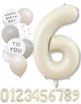 Воздушный шар с цифрой La Kissa бежевый большой набор воздушных шаров на день рождения тусклый воздушный шар с цифрой цвета слоновой кости украшение на день рождения тусклый (6, Белый)