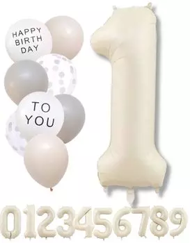 Воздушный шар с цифрой La Kissa бежевый большой набор воздушных шаров на день рождения тусклый воздушный шар с цифрой цвета слоновой кости украшение на день рождения тусклый (1, Белый)