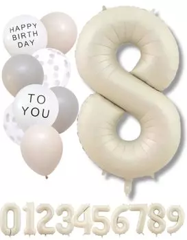 Воздушный шар с цифрой La Kissa бежевый большой набор воздушных шаров на день рождения тусклый воздушный шар с цифрой цвета слоновой кости украшение на день рождения тусклый (8, Белый)