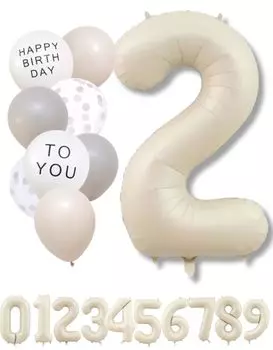 Воздушный шар с цифрой La Kissa бежевый большой набор воздушных шаров на день рождения тусклый воздушный шар с цифрой цвета слоновой кости украшение на день рождения тусклый (2, Белый)