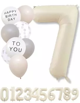 Воздушный шар с цифрой La Kissa бежевый большой набор воздушных шаров на день рождения тусклый воздушный шар с цифрой цвета слоновой кости украшение на день рождения тусклый (7, Белый)