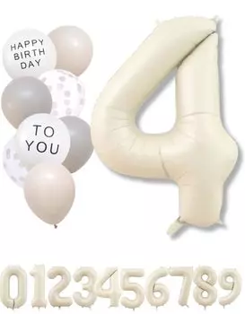 Воздушный шар с цифрой La Kissa бежевый большой набор воздушных шаров на день рождения тусклый воздушный шар с цифрой цвета слоновой кости украшение на день рождения тусклый (4, Белый)